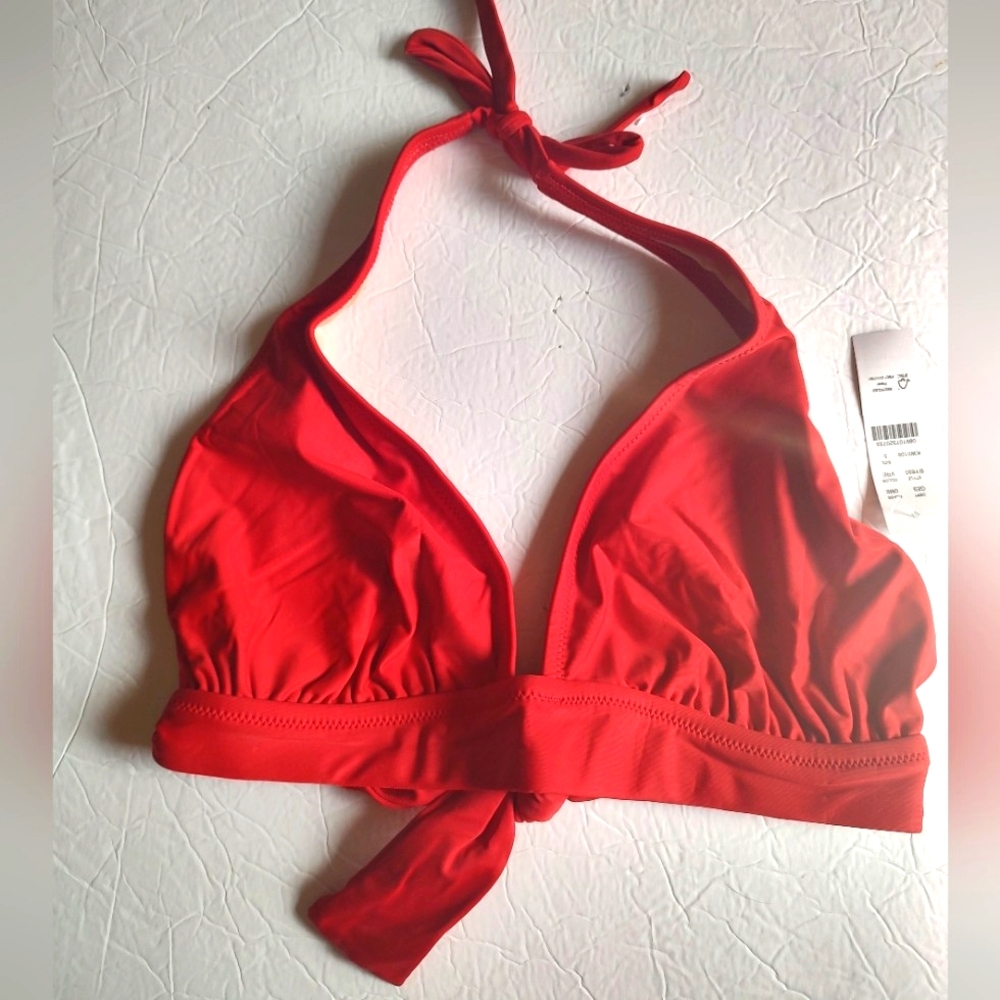 J Crew Red Halter Bikini Top Size S